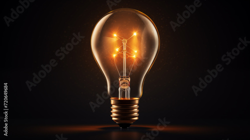 a glowing light bulb in front of a black background