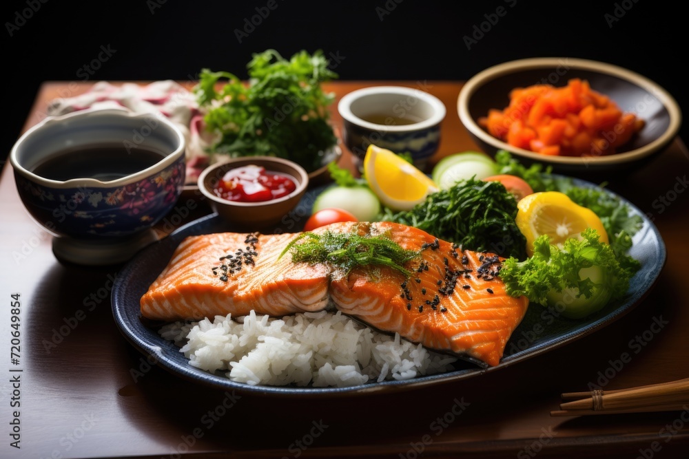 Salmon Bento box. ai generated Salmon Bento box. ai generated