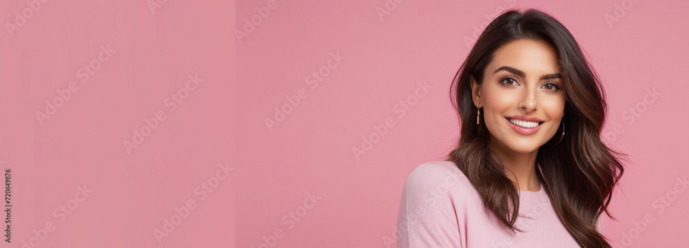 Beautiful good woman nice fashion half body eye contact and space for design Beautiful good woman nice fashion half body eye contact and space for design