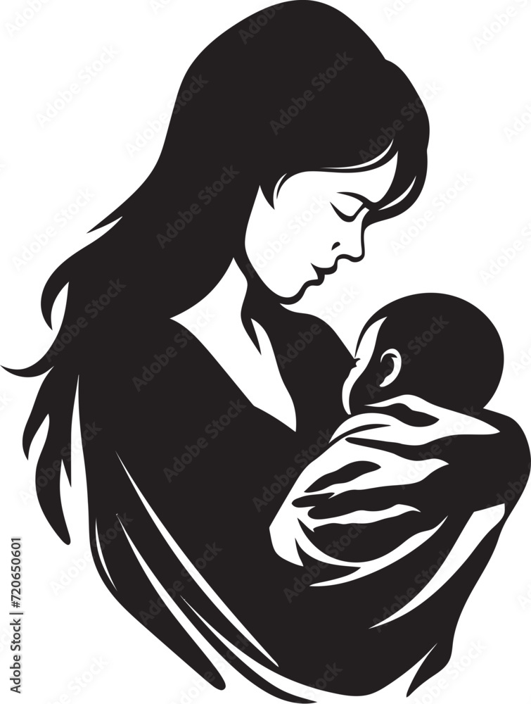 Eternal Tenderness Vector Icon of Mother Holding Child Cherished Moments Mother and Baby Vector Design