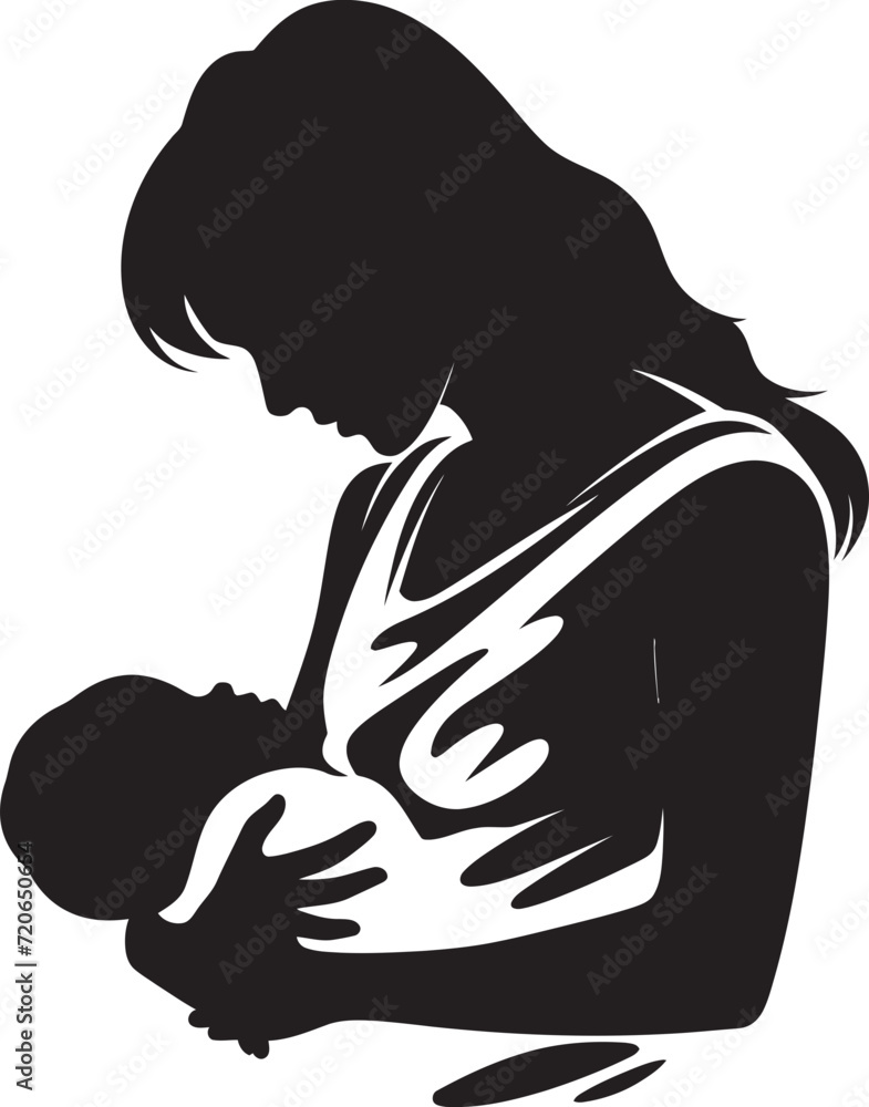 Maternal Serenity Emblematic Design with Mother and Baby Cradled Love Vector Icon of Mother Holding Baby