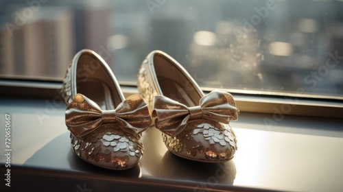 Silver, gold, metallic, glitter boots with bows. The trend for bows in 2024. Shoes with bows