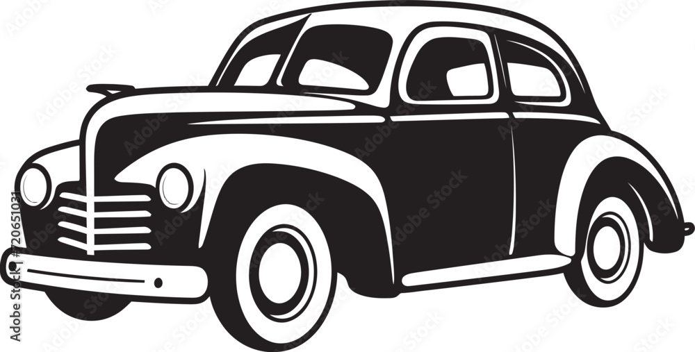 Historical Highway Vintage Car Doodle Emblem Design Sketchbook Wheels Iconic Vector Element for Retro Car