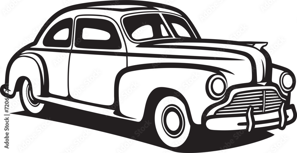 Yesteryears Charm Vector Logo of Vintage Car Doodle Retro Roadtrip Emblematic Element for Doodle Line Art