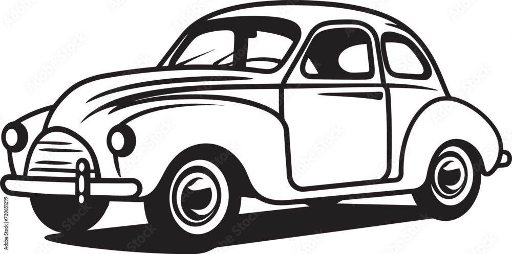 Antique Auto Adornments Vector Logo of Doodle Line Art Time Honored Transport Iconic Element of Retro Car