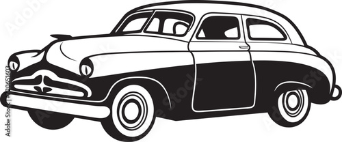 Hand Drawn Heritage Vintage Car Doodle Logo Nostalgia Navigator Emblematic Doodle Line Art
