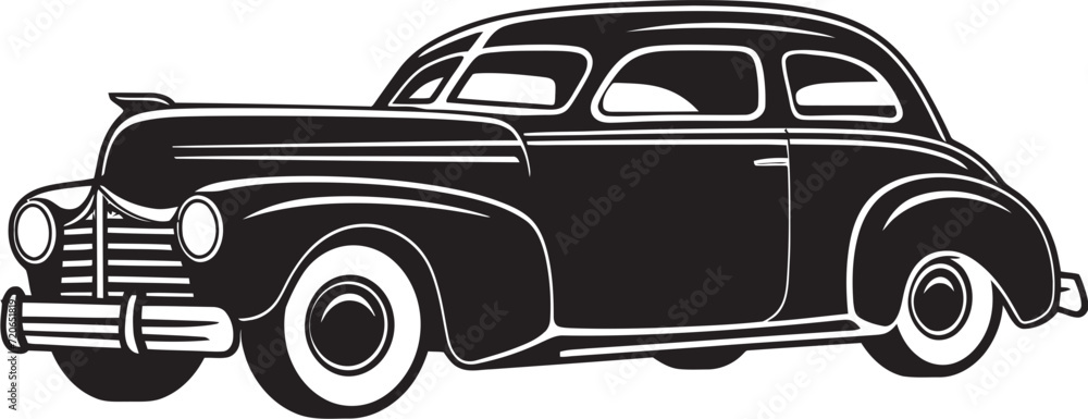 Historical Highway Vintage Car Doodle Emblem Design Artisanal Auto Iconic Vector Element for Retro Car