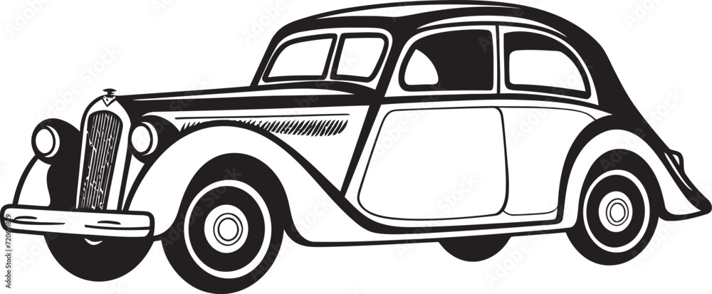 Hand Drawn Horsepower Vintage Car Doodle Emblem Gentlemans Journey Iconic Vector Element for Classic Car