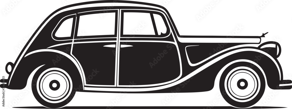 Rolling Reminiscence Vector Logo Design for Doodle Line Art Hand Drawn Horsepower Vintage Car Doodle Emblem