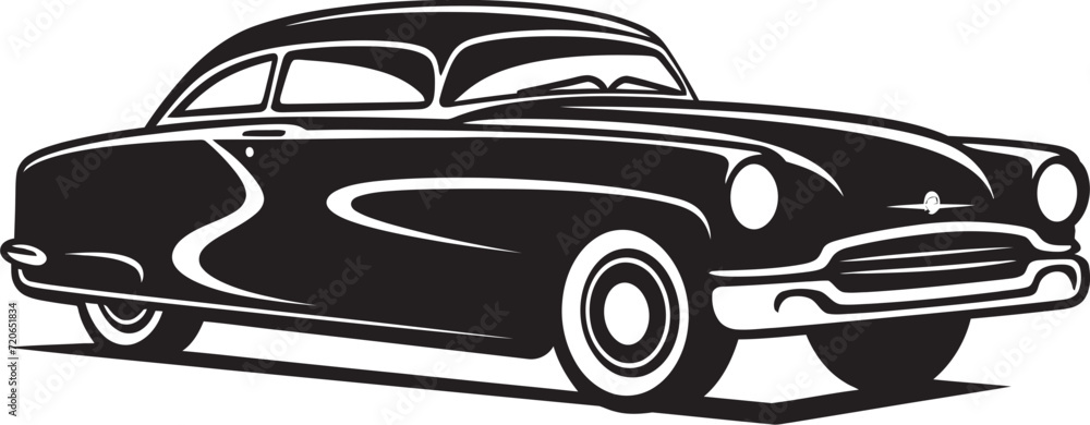 Whimsical Wheels Emblematic Design for Doodle Line Art Yesteryears Charm Vector Icon for Vintage Car Doodle