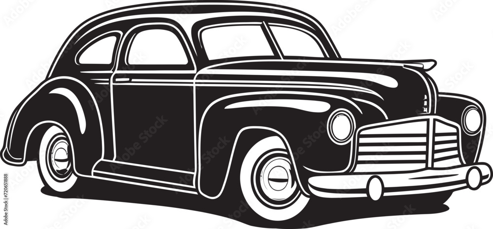 Hand Drawn Heritage Iconic Element of Vintage Car Doodle Nostalgia Navigator Emblematic Vector Design for Doodle Line Art