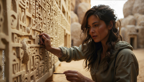A woman restores hyroglyphs in Egypt