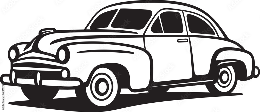 Artistic Autocraft Vintage Car Doodle Emblematic Design Retro Rhapsody Iconic Element for Doodle Line Art
