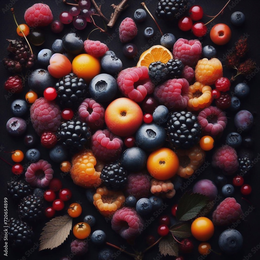 Different berry heart shape. AI generated illustration Different berry heart shape. AI generated illustration