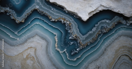 Macro shot revealing the intricate details of a translucent blue agate, showcasing its elegant concentric patterns and natural beauty.