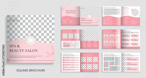 beauty salon and spa square brochure template design
