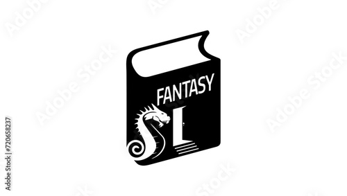 Fantasy Fiction book sign, black isolated silhouette