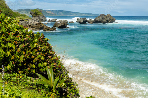 Large boulders on the coast in the Tent Bay area in the parish of Saint Joseph, Bathsheba, Barbados.