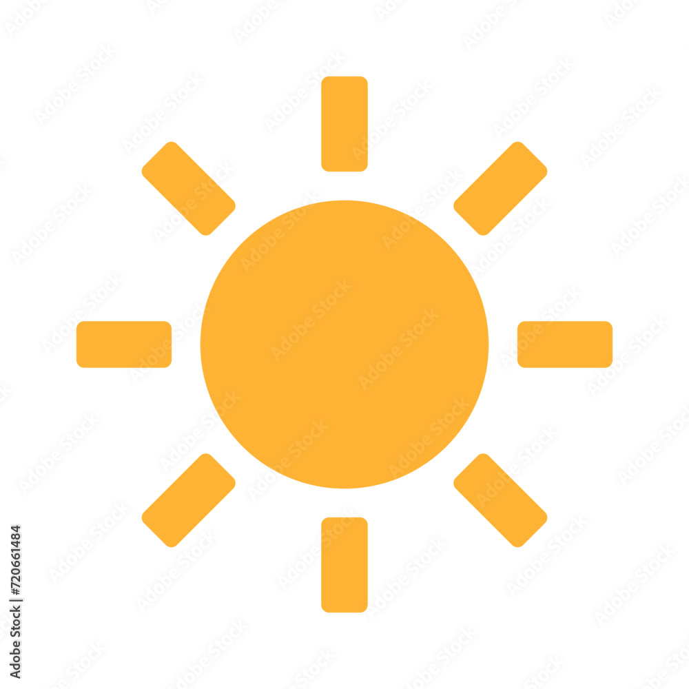 Yellow flat sun with rays icon. Yellow flat sun with rays icon.