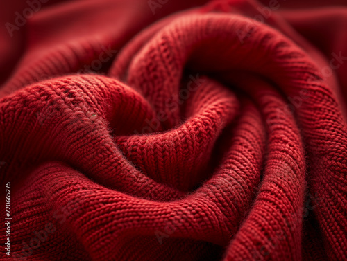 Close up of red knit fabric
