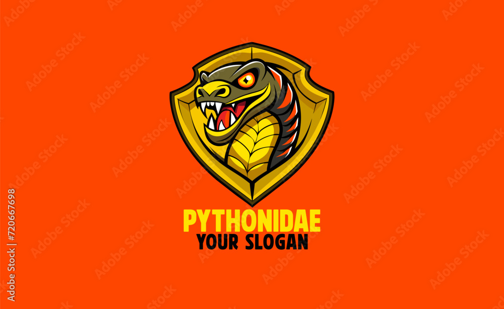 Pythonidae Reptile Logo, Vintage Snake Vector Design, Premium Logo Template
