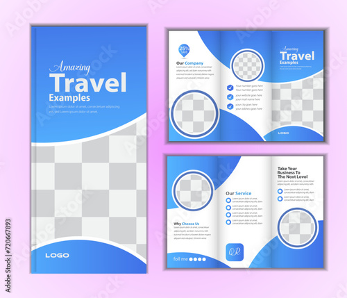 Modern Corporate business trifold brochure design template for travel agency