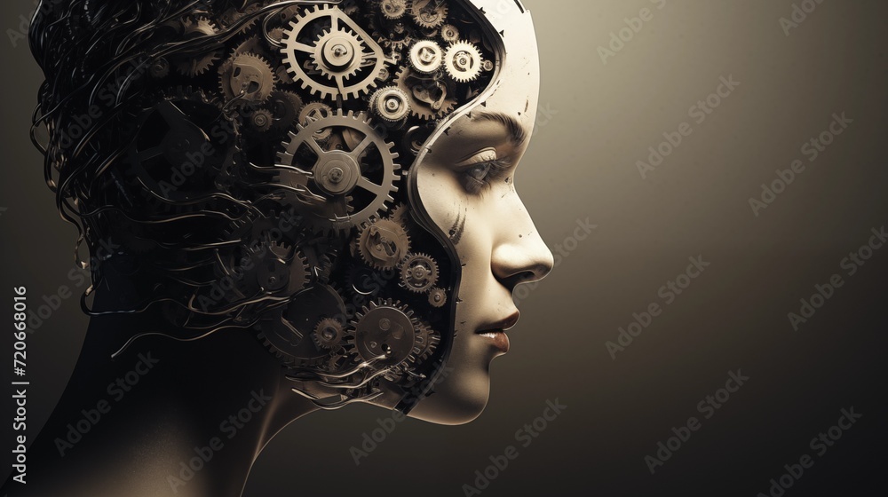Woman's Head Composed of Gears Woman's Head Composed of Gears