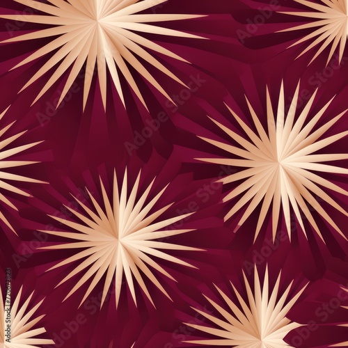 Burgundy striking artwork featuring a seamless pattern of stylized minimalist starbursts