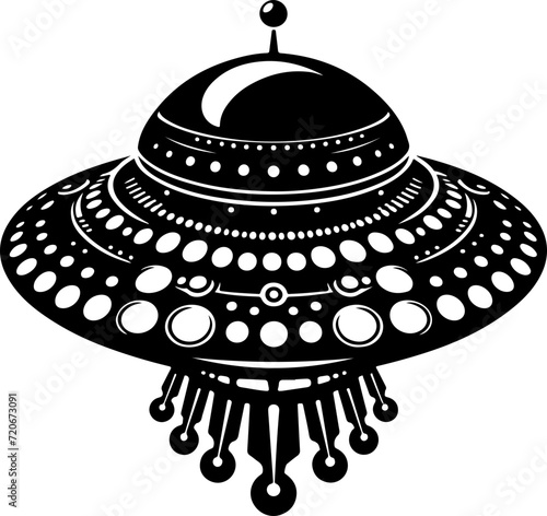 Unidentified Flying Object, Classic Flying Saucer UFO Vector Illustration
