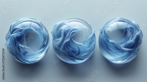 3 Esferas de cristal arte abstracto, decoración, representación de los mares, océanos, el agua, vaivenes, rituales, ciclos, luminosidad, belleza, fuente de vitalidad, defensa, salud, protección photo