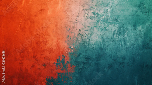 Red-orange and blue-green grunge banner background. PowerPoint and business background.