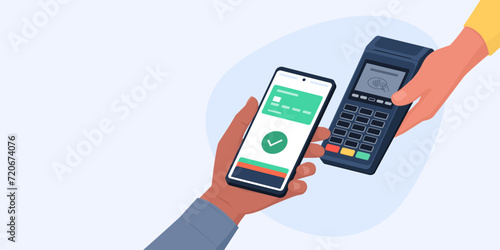 Customer paying using a smartphone
