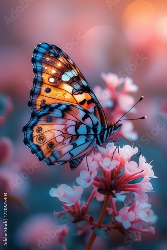 A butterfly sitting on a flower, showcasing the delicate beauty of nature. © nnattalli