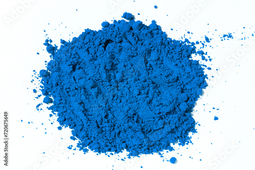 Canvas Print ultramarine pigment, dry paint on a white background, macro
