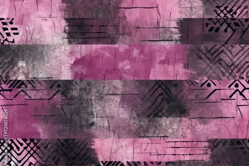 Charcoal  rose  and lilac seamless African pattern  tribal motifs grunge texture on textile background