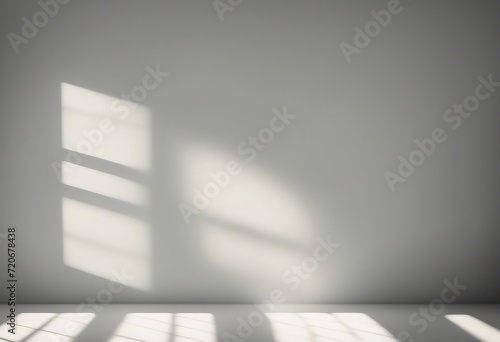 Realistic and minimalist blurred natural light windows shadow overlay on wall paper texture abstract photo