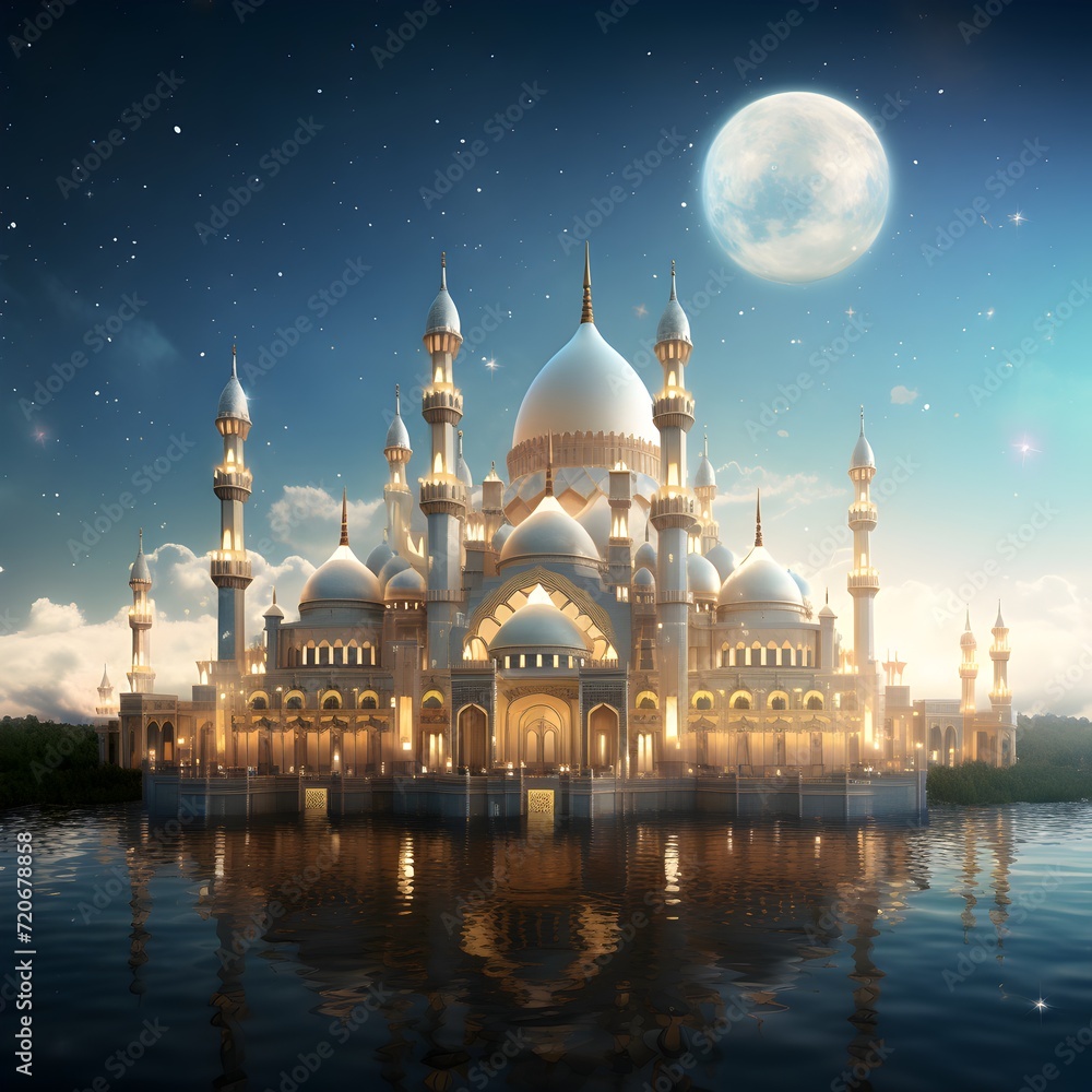 Obraz premium Mosque premium ramadhan generative ai