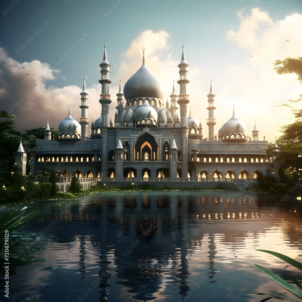 Obraz premium Beautiful mosque generative ai