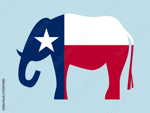 Republican elephant with flag of Texas.