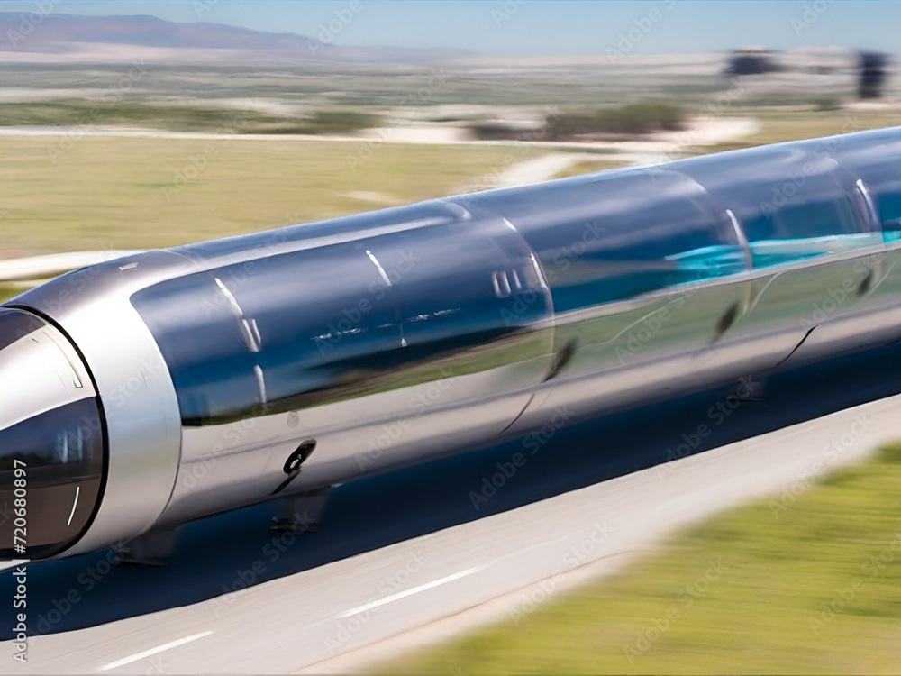 Fototapeta premium Hyperloop Transportation: High-speed transportation using pressurized capsules in low-pressure tubes, reducing travel time between cities.