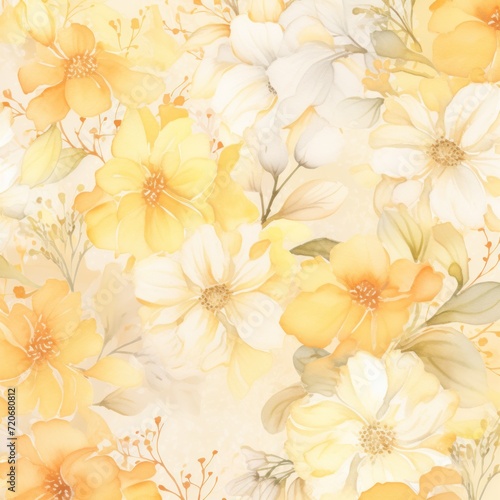 Citrine watercolor botanical digital paper floral background