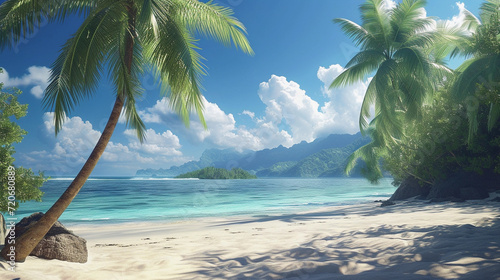 Island Escape: Coconut Palms in a Relaxing Beach Panorama © Martin Studio