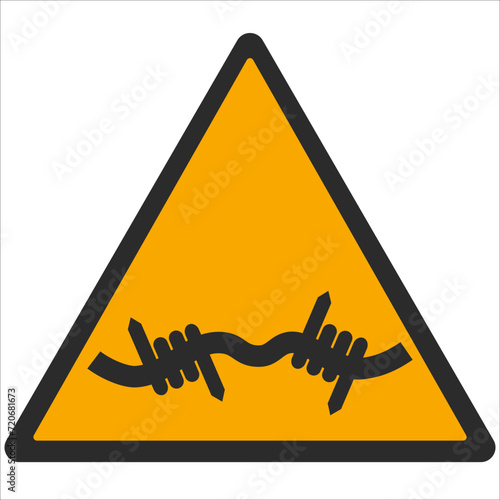 WARNING PICTOGRAM, WARNING; BARBED WIRE ISO 7010 - W033, SVG