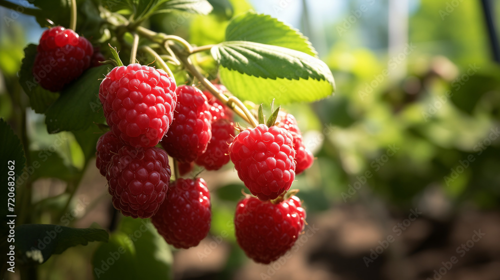 raspberries on a bush raspberries on a bush