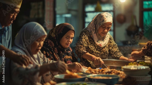 Family Preparing for Ramadan in Indonesia. Illustrate an Indonesian family preparing for Ramadan. photo