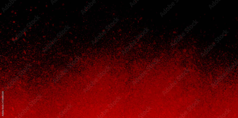 Particle is floating in the air, black background with red bokeh crimson red watercolor background texture. red powder explosion on dark background. Abstract red powder splatted background - obrazy, fototapety, plakaty 