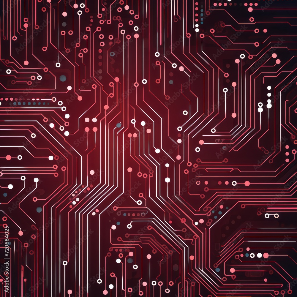 Computer technology vector illustration with garnet circuit board background pattern