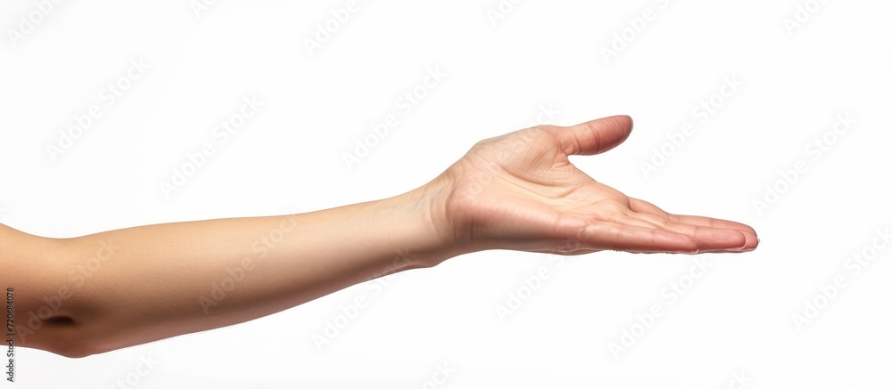 Expressive Women's Hand Gesturing to Tell Something, Isolated on White Background Expressive Women's Hand Gesturing to Tell Something, Isolated on White Background
