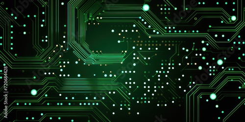 Computer technology vector illustration with emerald circuit board background