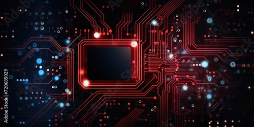 Computer technology vector illustration with garnet circuit board background pattern 